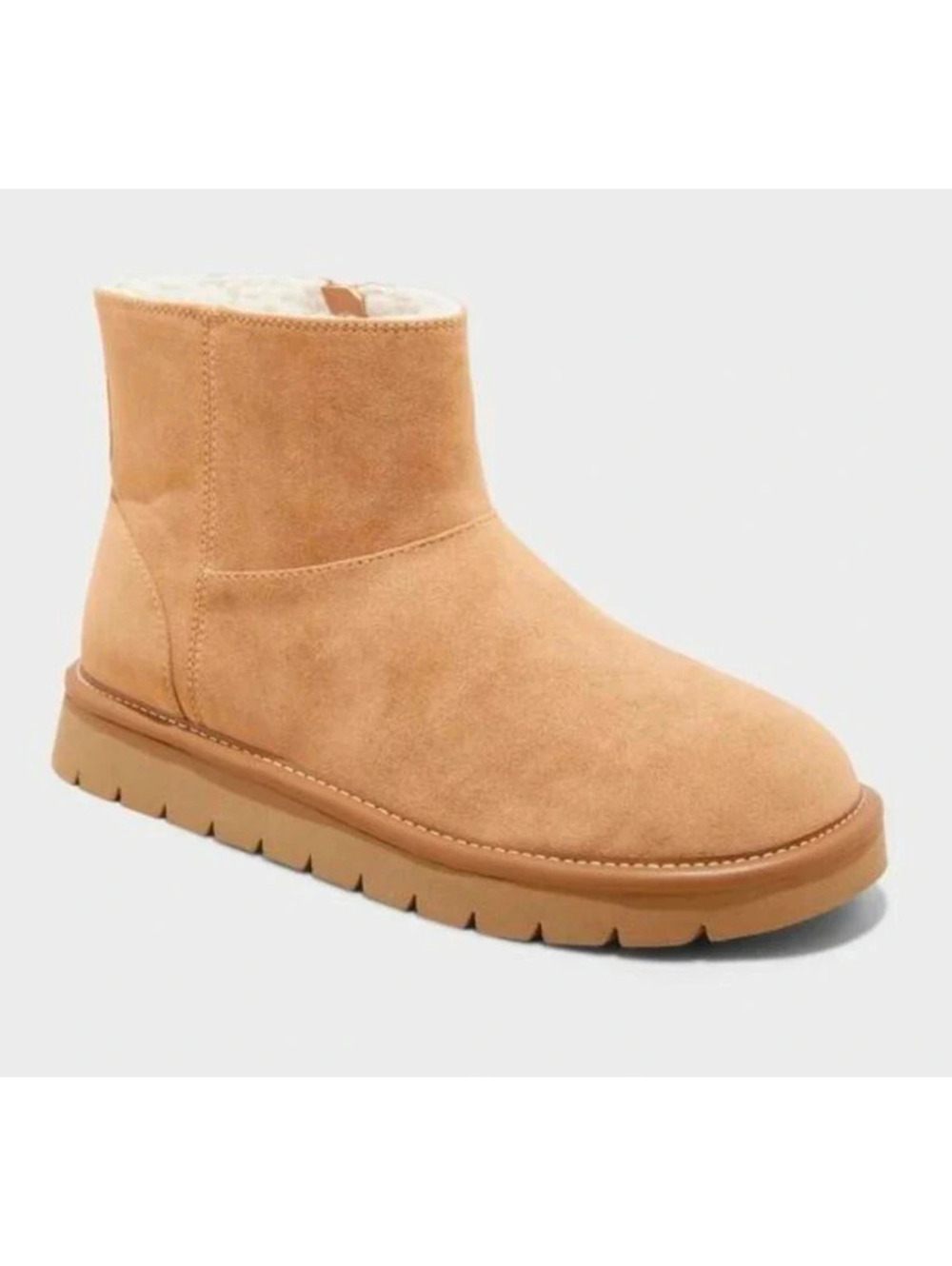 Women's Tan Suede Boots with Memory Foam - Size 8